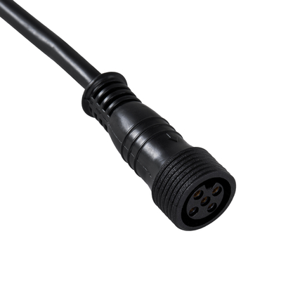 GLOBOSTAR® WWCONNECTOR 90706 5 Pin Σύνδεσμος Τροφοδοσίας για Wall Washers & Προβολείς με Είσοδο 5 x 0.25mm2 & Έξοδο 1 x Θηλυκό Βύσμα Αδιάβροχο IP65 - Μαύρο - Μ12.5 x Π1.6 x Υ1.6cm