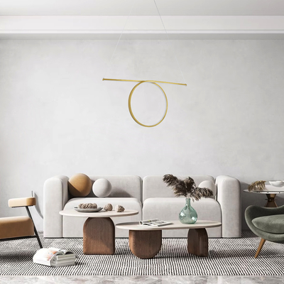 GLOBOSTAR® ROME 61297 Μοντέρνο Κρεμαστό Φωτιστικό Οροφής LED 24W 2640lm 200° AC 220-240V IP20 Ρυθμιζόμενο Λευκό CCT με On/Off 2700K/4500K/6000K - Lumileds SMD Chip - Χρυσό Βούρτσας - Μ65.5 x Π4 x Υ33cm - 3 Χρόνια Εγγύηση