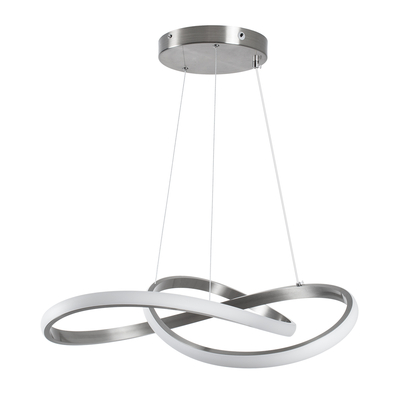 GLOBOSTAR® DEXTER 60948 Μοντέρνο Κρεμαστό Φωτιστικό Οροφής LED 72W 8064lm 300° AC 220-240V IP20 Ρυθμιζόμενο Λευκό CCT με Χειριστήριο από 2700K έως 6000K Dimmable - Lumileds SMD Chip - Νίκελ Βούρτσας - Μ56 x Π56 x Υ14cm - 3 Χρόνια Εγγύηση