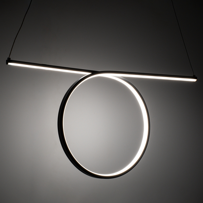 GLOBOSTAR® ROME 61294 Μοντέρνο Κρεμαστό Φωτιστικό Οροφής LED 24W 2640lm 200° AC 220-240V IP20 Ρυθμιζόμενο Λευκό CCT με On/Off 2700K/4500K/6000K - Lumileds SMD Chip - Μαύρο Ματ - Μ65.5 x Π4 x Υ33cm - 3 Χρόνια Εγγύηση