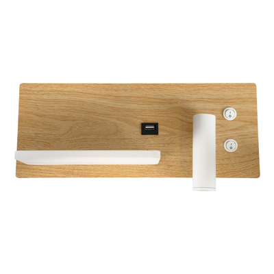 GLOBOSTAR® PALADIN 61359 Μοντέρνο Φωτιστικό Τοίχου - Απλίκα Ξενοδοχείου Reading Light με Φορτιστή USB 3A & Wireless 20W LED 6W 720lm 36° & 360° AC 220-240V IP20 Φυσικό Λευκό 4500K - Bridgelux COB Chip & TÜV SÜD Driver - Μπεζ & Λευκό - Μ30 x Π11 x Υ12cm - 3 Χρόνια Εγγύηση