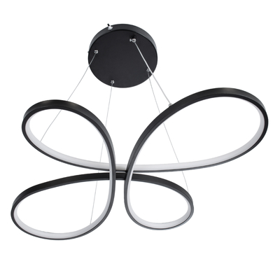 GLOBOSTAR® BUTTERFLY 61391 Μοντέρνο Κρεμαστό Φωτιστικό Οροφής LED 75W 8400lm 300° AC 220-240V IP20 Ρυθμιζόμενο Λευκό CCT με Χειριστήριο από 2700K έως 6000K Dimmable - Lumileds SMD Chip - Μαύρο Ματ - Μ70 x Π55 x Υ4cm - 3 Χρόνια Εγγύηση