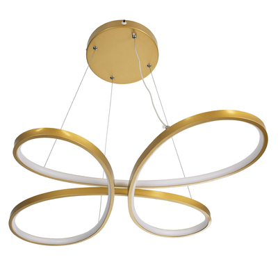 GLOBOSTAR® BUTTERFLY 61393 Μοντέρνο Κρεμαστό Φωτιστικό Οροφής LED 75W 8400lm 300° AC 220-240V IP20 Ρυθμιζόμενο Λευκό CCT με Χειριστήριο από 2700K έως 6000K Dimmable - Lumileds SMD Chip - Χρυσό Βούρτσας - Μ70 x Π55 x Υ4cm - 3 Χρόνια Εγγύηση