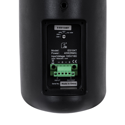 GLOBOSTAR® FDB ES104BT 98000 Επιτοίχιο Παθητικό Ηχείο Εγκαταστάσεων με Μετασχηματιστή 100V & 16Ω - 80W RMS (160W Peak) - 1 x 4 Inches LF & 1 x 0.8 Inches HF - Αδιάβροχο IP46 - Μαύρο - Μ14 x Π17 x Υ23cm - Σετ 2 Τεμαχίων - 2 Χρόνια Εγγύηση