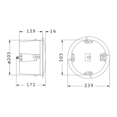 GLOBOSTAR® FDB C600T 98012 Χωνευτό Παθητικό Ηχείο Εγκαταστάσεων με Μετασχηματιστή 100V & 8Ω - 40W RMS (80W Peak) - 1 x 6 Inches LF & 1 x 1 Inches HF - IP20 - Λευκό - Μ23.9 x Π23.9 x Υ15.3cm / Q20.5 x 13.9cm - 2 Χρόνια Εγγύηση