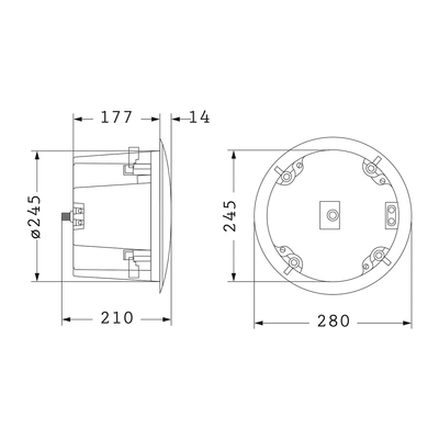 GLOBOSTAR® FDB C800T 98013 Χωνευτό Παθητικό Ηχείο Εγκαταστάσεων με Μετασχηματιστή 100V & 8Ω - 50W RMS (100W Peak) - 1 x 8 Inches LF & 1 x 1 Inches HF - IP20 - Λευκό - Μ28 x Π28 x Υ19.1cm / Q24.5 x 17.7cm - 2 Χρόνια Εγγύηση