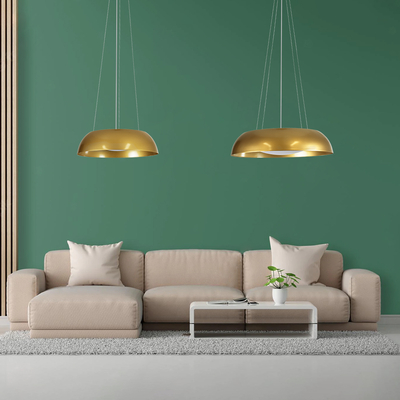 GLOBOSTAR® ANATOLIA 61268 Μοντέρνο Κρεμαστό Φωτιστικό Οροφής LED 60W 6900lm 120° AC 220-240V IP20 Ρυθμιζόμενο Λευκό CCT με Χειριστήριο από 2700K έως 6000K Dimmable - Lumileds SMD Chip - Χρυσό - Μ43 x Π43 x Υ11cm - 3 Χρόνια Εγγύηση