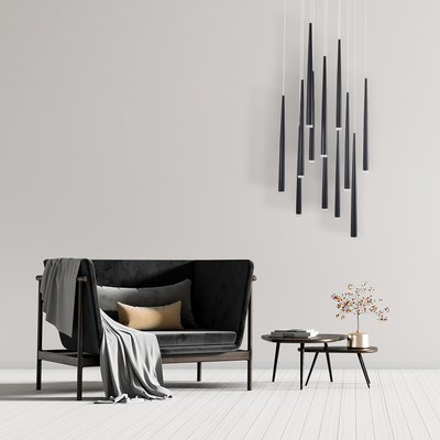 GLOBOSTAR® TEARS 61313 Μοντέρνο Κρεμαστό Φωτιστικό Οροφής LED 36W 3960lm 180° AC 220-240V IP20 Ρυθμιζόμενο Λευκό CCT με Χειριστήριο από 2700K έως 6000K Dimmable - Lumileds SMD Chip - Μαύρο - Μ60 x Π60 x Υ51.5cm - 3 Χρόνια Εγγύηση