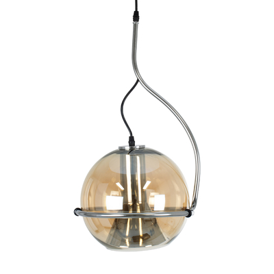 GLOBOSTAR® GLASSO 60927 Μοντέρνο Κρεμαστό Φωτιστικό Οροφής με Ντουί 1 x E27 AC 220-240V IP20 - Ασημί & Μελί - Μ27 x Π27 x Υ52cm