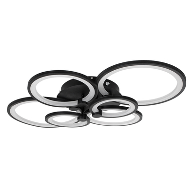 GLOBOSTAR® ROYAL-R 61323 Μοντέρνο Φωτιστικό Οροφής LED 135W 16200lm 360° AC 220-240V IP20 Ρυθμιζόμενο Λευκό CCT με Χειριστήριο από 2700K έως 6000K Dimmable - Lumileds SMD Chip - Μαύρο Ματ - Μ80.5 x Π59 x Υ12cm - 3 Χρόνια Εγγύηση