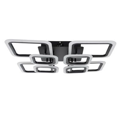 GLOBOSTAR® ROYAL-S 61325 Μοντέρνο Φωτιστικό Οροφής LED 135W 16200lm 360° AC 220-240V IP20 Ρυθμιζόμενο Λευκό CCT με Χειριστήριο από 2700K έως 6000K Dimmable - Lumileds SMD Chip - Μαύρο Ματ - Μ58.5 x Π58.5 x Υ12cm - 3 Χρόνια Εγγύηση