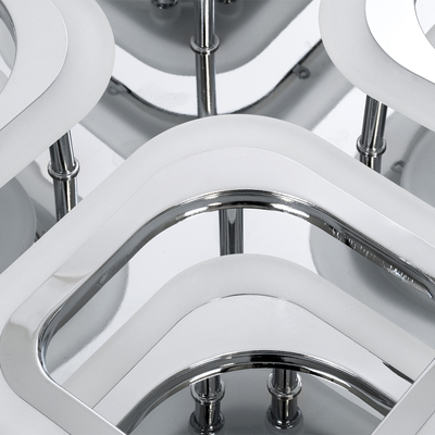 GLOBOSTAR® ROYAL-S 61326 Μοντέρνο Φωτιστικό Οροφής LED 135W 16200lm 360° AC 220-240V IP20 Ρυθμιζόμενο Λευκό CCT με Χειριστήριο από 2700K έως 6000K Dimmable - Lumileds SMD Chip - Ασημί Νίκελ - Μ58.5 x Π58.5 x Υ12cm - 3 Χρόνια Εγγύηση