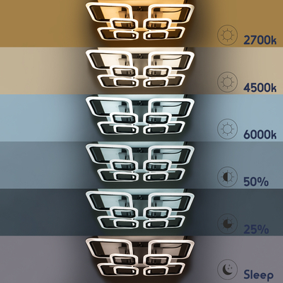 GLOBOSTAR® ROYAL-S 61325 Μοντέρνο Φωτιστικό Οροφής LED 135W 16200lm 360° AC 220-240V IP20 Ρυθμιζόμενο Λευκό CCT με Χειριστήριο από 2700K έως 6000K Dimmable - Lumileds SMD Chip - Μαύρο Ματ - Μ58.5 x Π58.5 x Υ12cm - 3 Χρόνια Εγγύηση