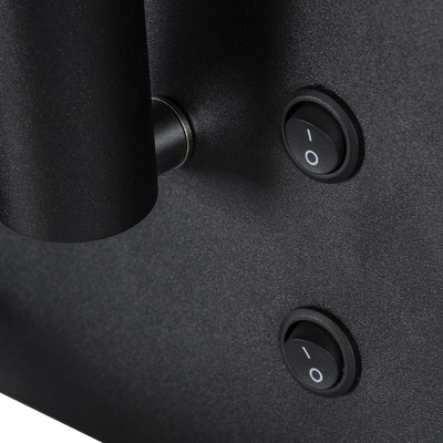 GLOBOSTAR® PALADIN 61351 Μοντέρνο Φωτιστικό Τοίχου - Απλίκα Ξενοδοχείου Reading Light με Φορτιστή USB 3A & Wireless 20W LED 6W 720lm 36° & 360° AC 220-240V IP20 Φυσικό Λευκό 4500K - Bridgelux COB Chip & TÜV SÜD Driver - Μαύρο Ματ - Μ30 x Π11 x Υ12cm - 3 Χρόνια Εγγύηση