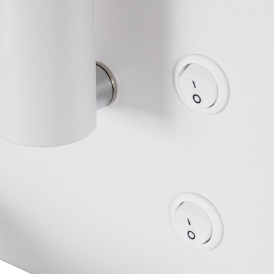 GLOBOSTAR® PALADIN 61353 Μοντέρνο Φωτιστικό Τοίχου - Απλίκα Ξενοδοχείου Reading Light με Φορτιστή USB 3A & Wireless 20W LED 6W 720lm 36° & 360° AC 220-240V IP20 Φυσικό Λευκό 4500K - Bridgelux COB Chip & TÜV SÜD Driver - Λευκό Ματ - Μ30 x Π11 x Υ12cm - 3 Χρόνια Εγγύηση