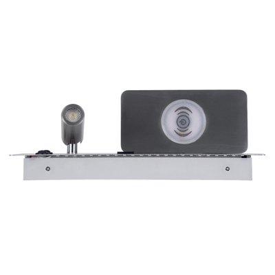 GLOBOSTAR® PALADIN 61355 Μοντέρνο Φωτιστικό Τοίχου - Απλίκα Ξενοδοχείου Reading Light με Φορτιστή USB 3A & Wireless 20W LED 6W 720lm 36° & 360° AC 220-240V IP20 Φυσικό Λευκό 4500K - Bridgelux COB Chip & TÜV SÜD Driver - Νίκελ Βούρτσας - Μ30 x Π11 x Υ12cm - 3 Χρόνια Εγγύηση