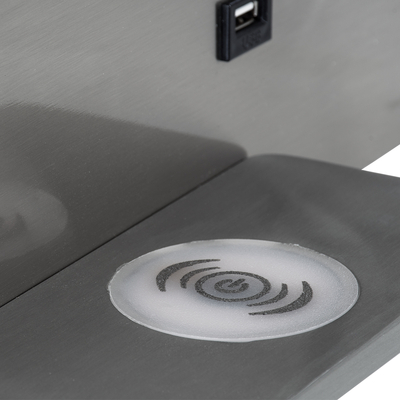 GLOBOSTAR® PALADIN 61356 Μοντέρνο Φωτιστικό Τοίχου - Απλίκα Ξενοδοχείου Reading Light με Φορτιστή USB 3A & Wireless 20W LED 6W 720lm 36° & 360° AC 220-240V IP20 Φυσικό Λευκό 4500K - Bridgelux COB Chip & TÜV SÜD Driver - Νίκελ Βούρτσας - Μ30 x Π11 x Υ12cm - 3 Χρόνια Εγγύηση