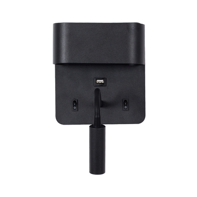 GLOBOSTAR® IBIS 61367 Μοντέρνο Φωτιστικό Τοίχου - Απλίκα Ξενοδοχείου Reading Light με Φορτιστή USB 3A LED 10W 1100lm 36° & 360° AC 220-240V IP20 Φυσικό Λευκό 4500K - Bridgelux COB Chip & TÜV SÜD Driver - Μαύρο Ματ - Μ10 x Π6.1 x Υ18cm - 3 Χρόνια Εγγύηση