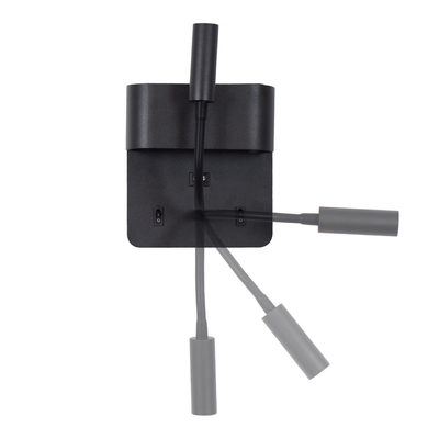 GLOBOSTAR® IBIS 61367 Μοντέρνο Φωτιστικό Τοίχου - Απλίκα Ξενοδοχείου Reading Light με Φορτιστή USB 3A LED 10W 1100lm 36° & 360° AC 220-240V IP20 Φυσικό Λευκό 4500K - Bridgelux COB Chip & TÜV SÜD Driver - Μαύρο Ματ - Μ10 x Π6.1 x Υ18cm - 3 Χρόνια Εγγύηση