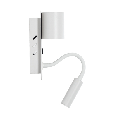 GLOBOSTAR® IBIS 61368 Μοντέρνο Φωτιστικό Τοίχου - Απλίκα Ξενοδοχείου Reading Light με Φορτιστή USB 3A LED 10W 1100lm 36° & 360° AC 220-240V IP20 Φυσικό Λευκό 4500K - Bridgelux COB Chip & TÜV SÜD Driver - Λευκό Ματ - Μ10 x Π6.1 x Υ18cm - 3 Χρόνια Εγγύηση