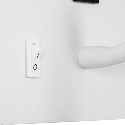 GLOBOSTAR® IBIS 61368 Μοντέρνο Φωτιστικό Τοίχου - Απλίκα Ξενοδοχείου Reading Light με Φορτιστή USB 3A LED 10W 1100lm 36° & 360° AC 220-240V IP20 Φυσικό Λευκό 4500K - Bridgelux COB Chip & TÜV SÜD Driver - Λευκό Ματ - Μ10 x Π6.1 x Υ18cm - 3 Χρόνια Εγγύηση