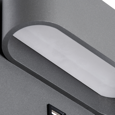 GLOBOSTAR® IBIS 61369 Μοντέρνο Φωτιστικό Τοίχου - Απλίκα Ξενοδοχείου Reading Light με Φορτιστή USB 3A LED 10W 1100lm 36° & 360° AC 220-240V IP20 Φυσικό Λευκό 4500K - Bridgelux COB Chip & TÜV SÜD Driver - Γκρι Ανθρακί Ματ - Μ10 x Π6.1 x Υ18cm - 3 Χρόνια Εγγύηση