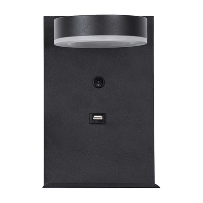 GLOBOSTAR® CROWN 61370 Μοντέρνο Φωτιστικό Τοίχου - Απλίκα Ξενοδοχείου Reading Light με Φορτιστή USB 3A LED 5W 550lm 120° AC 220-240V IP20 Φυσικό Λευκό 4500K - Bridgelux COB Chip & TÜV SÜD Driver - Μαύρο Ματ - Μ15 x Π15 x Υ23cm - 3 Χρόνια Εγγύηση