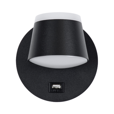 GLOBOSTAR® REGENCY 61373 Μοντέρνο Φωτιστικό Τοίχου - Απλίκα Ξενοδοχείου Reading Light με Φορτιστή USB 3A LED 8W 920lm 120° AC 220-240V IP20 Φυσικό Λευκό 4500K - Bridgelux SMD Chip & TÜV SÜD Driver - Μαύρο Ματ - Μ12 x Π12 x Υ13cm - 3 Χρόνια Εγγύηση