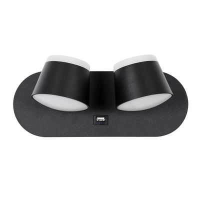 GLOBOSTAR® REGENCY 61376 Μοντέρνο Φωτιστικό Τοίχου - Απλίκα Ξενοδοχείου Reading Light με Φορτιστή USB 3A LED 16W 1840lm 120° AC 220-240V IP20 Φυσικό Λευκό 4500K - Bridgelux SMD Chip & TÜV SÜD Driver - Μαύρο Ματ - Μ16.5 x Π12 x Υ10cm - 3 Χρόνια Εγγύηση