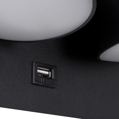 GLOBOSTAR® REGENCY 61376 Μοντέρνο Φωτιστικό Τοίχου - Απλίκα Ξενοδοχείου Reading Light με Φορτιστή USB 3A LED 16W 1840lm 120° AC 220-240V IP20 Φυσικό Λευκό 4500K - Bridgelux SMD Chip & TÜV SÜD Driver - Μαύρο Ματ - Μ16.5 x Π12 x Υ10cm - 3 Χρόνια Εγγύηση