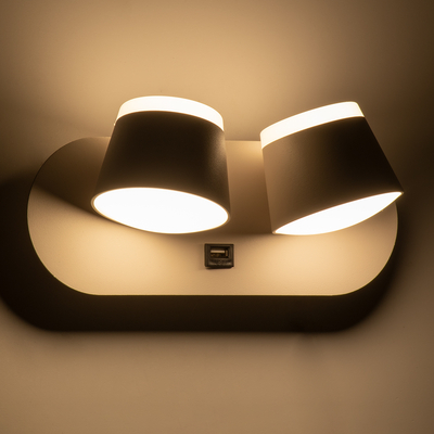 GLOBOSTAR® REGENCY 61377 Μοντέρνο Φωτιστικό Τοίχου - Απλίκα Ξενοδοχείου Reading Light με Φορτιστή USB 3A LED 16W 1840lm 120° AC 220-240V IP20 Φυσικό Λευκό 4500K - Bridgelux SMD Chip & TÜV SÜD Driver - Λευκό Ματ - Μ16.5 x Π12 x Υ10cm - 3 Χρόνια Εγγύηση