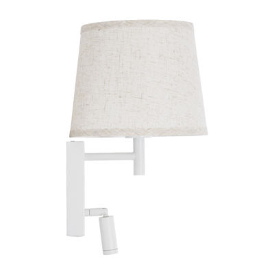 GLOBOSTAR® ROULETTE-R 61380 Μοντέρνο Φωτιστικό Τοίχου - Απλίκα Ξενοδοχείου Reading Light με Φορτιστή USB 3A & Ντουί 1 x E27 LED 3W 360lm 36° & 360° AC 220-240V IP20 Φυσικό Λευκό 4500K - Bridgelux COB Chip & TÜV SÜD Driver - Λευκό Ματ & Μπεζ - Μ22 x Π23.5 x Υ37cm - Σετ 2 Τεμαχίων - 3 Χρόνια Εγγύηση