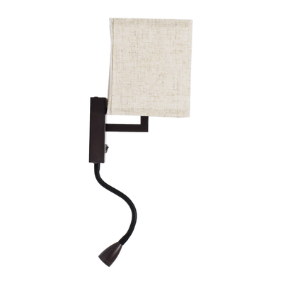 GLOBOSTAR® ROULETTE-S 61384 Μοντέρνο Φωτιστικό Τοίχου - Απλίκα Ξενοδοχείου Reading Light με Φορτιστή USB 3A & Ντουί 1 x E27 LED 3W 360lm 36° & 360° AC 220-240V IP20 Φυσικό Λευκό 4500K - Bridgelux COB Chip & TÜV SÜD Driver - Καφέ & Μπεζ - Μ17 x Π20 x Υ37cm - Σετ 2 Τεμαχίων - 3 Χρόνια Εγγύηση