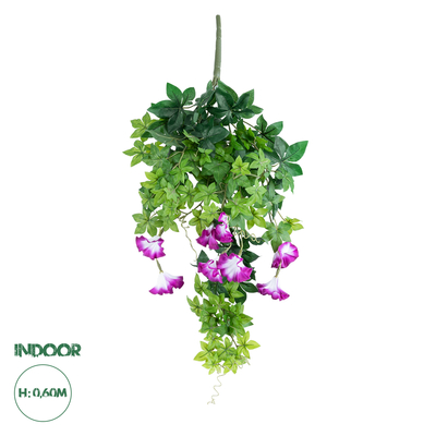 GloboStar® Artificial Garden MORNING GLORY HANGING BRANCH 20238 Τεχνητό Διακοσμητικό Κρεμαστό Φυτό Ιπομέα - Πρωϊνή Χαρά Υ60cm