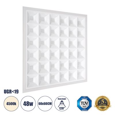 GLOBOSTAR® ZEUS 60969 Χωνευτό Panel Οροφής 60x60 με Anti Glare Reflector LED 48W 7200lm 120° CRI≥85Ra UGR