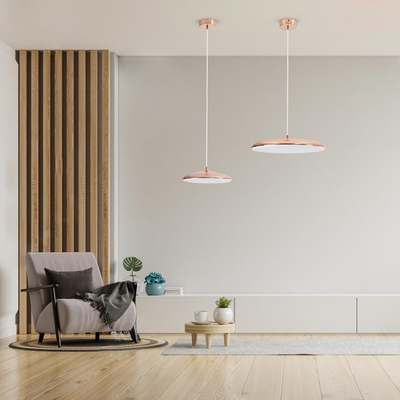 GLOBOSTAR® BARON 61256 Μοντέρνο Κρεμαστό Φωτιστικό Οροφής LED 24W 2880lm 120° AC 220-240V IP20 Ρυθμιζόμενο Λευκό CCT με On/Off 2700K/4500K/6000K - Lumileds SMD Chip - Ροζ Χρυσό - Μ40 x Π40 x Υ10cm - 3 Χρόνια Εγγύηση