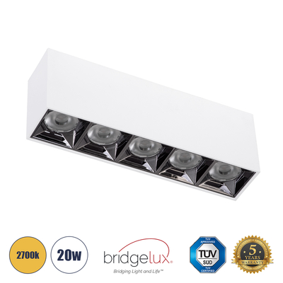 GLOBOSTAR® LUMINAR 60331 Downlight Σποτ LED 20W 2700lm 36° AC 220-240V IP20 Θερμό Λευκό 2700K - Osram SMD Chip & TÜV SÜD Driver - Λευκό Ματ - Μ19.5 x Π4.2 x Υ6.6cm - 5 Χρόνια Εγγύηση