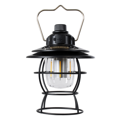 GloboStar® 85695 Αυτόνομο Φανάρι Camping LED 4W USB 2.0 με Επαναφορτιζόμενη Μπαταρία 1 x 18650 2000mAh Li-ion Power Bank IP20 Dimmable Μαύρο με Διάφανο Γυαλί CCT Εναλλαγή Φωτισμού μέσω On/Off All In One Ψυχρό 6000K+Φυσικό 4500K+Θερμό 2700K Φ13.5 x Υ17.5cm