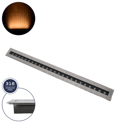 GLOBOSTAR® UNDERGROUND-REMVI 90194-Y Χωνευτό Φωτιστικό Wall Washer Δαπέδου LED 18W 1440lm 10° DC 24V Αδιάβροχο IP68 2200K DMX512 Dimmable - Ανοξείδωτο Ατσάλι 304 - Μ100 x Π9 x Υ7.2cm / Μ98.2 x Π7.6cm - 3 Χρόνια Εγγύηση