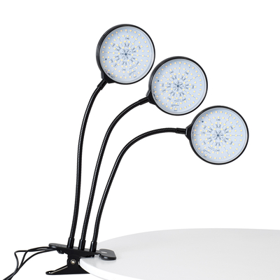 GloboStar® 79653 Grow Light Hydro Spectrum LED Φωτιστικό Ανάπτυξης Υδροπονικών Φυτών Γλάστρας με 3 Κινούμενες Κεφαλές & Βάση Clip SMD 2835 15W 160° DC 5V IP20 με Dimmer & Timer Εσωτερικού Χώρου για Κάλυψη Επιφάνειας 1m x 1m Πλήρους Φάσματος Φωτισμού