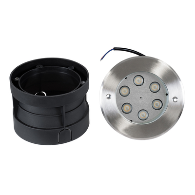 GLOBOSTAR® UNDERWATER-YUNI 90417 Υποβρύχιο Χωνευτό Σποτ για Σιντριβάνια/Πισίνες LED 6W 540lm 30° DC 24V Αδιάβροχο IP68 Θερμό Λευκό 2700K Dimmable - Ανοξείδωτο Ατσάλι 304 - Φ15 x Υ10cm / Q14cm - 3 Χρόνια Εγγύηση
