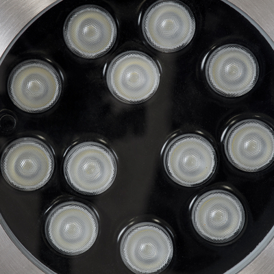 GLOBOSTAR® UNDERWATER-TUNI 90422 Υποβρύχιο Χωνευτό Σποτ για Σιντριβάνια/Πισίνες LED 12W 1020lm 30° DC 24V Αδιάβροχο IP68 RGBW DMX512 Dimmable - Ανοξείδωτο Ατσάλι 304 - Φ18 x Υ11cm - Q17.5 - 3 Χρόνια Εγγύηση