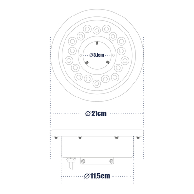 GloboStar® UNDERWATER-DENIS 90432 Υποβρύχιο Χωνευτό Φωτιστικό Σποτ Ειδικό για Σιντριβάνια - Πισίνες - Τζακούζι LED 9W 810lm 30° DC 24V Αδιάβροχο IP68 Φ21 x Υ7.5cm Θερμό Λευκό 2700K - Ανοξείδωτο Ατσάλι SS304 - 3 Years Warranty