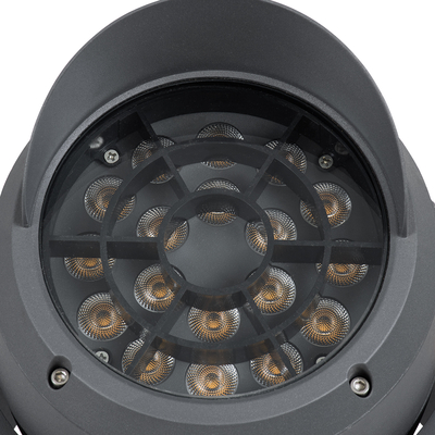 GLOBOSTAR® FLOODSIMA 90495 Κινούμενος Προβολέας Σποτ Wall Washer με Αντιθαμβωτική Γρίλια LED 36W 3240lm 30° DC 24V Αδιάβροχο IP67 Θερμό Λευκό 2700K Dimmable - Bridgelux SMD Chip - Γκρι Ανθρακί - Μ21 x Π26 x Υ27cm - 3 Χρόνια Εγγύηση