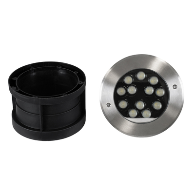 GloboStar® UNDERWATER-JULIA 90570 Υποβρύχιο Χωνευτό Φωτιστικό Σποτ Ειδικό για Σιντριβάνια LED 12W 1020lm 15° DC 24V Αδιάβροχο IP68 Φ18 x Υ11.2cm RGBW DMX512 - Ανοξείδωτο Ατσάλι - 3 Years Warranty