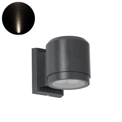 GLOBOSTAR® WALLLIGHT-SONA 90482 Μοντέρνο Φωτιστικό Τοίχου - Απλίκα LED 12W 1140lm 5° DC 24V Αδιάβροχο IP67 Φυσικό Λευκό 4500K - CREE COB Chip & TÜV SÜD Driver - Γκρι Ανθρακί Ματ - Μ9.5 x Π13 x Υ11cm - 3 Χρόνια Εγγύηση