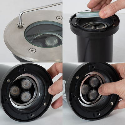 GloboStar® UNDERWATER-LUNTA 90402 Υποβρύχιο Χωνευτό Κινούμενο Φωτιστικό Σποτ Ειδικό για Σιντριβάνια LED 12W 1200lm 60° DC 24V Αδιάβροχο IP68 Φ12 x Υ13cm Ψυχρό Λευκό 6000K - Ανοξείδωτο Ατσάλι - 3 Years Warranty