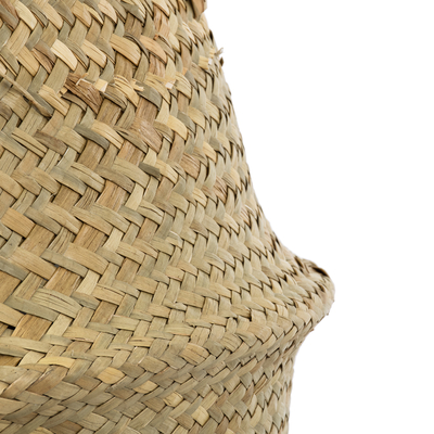 GloboStar® Artificial Garden IBIZA 20196 Διακοσμητικό Ψάθινο Καλάθι - Κασπώ Γλάστρα - Flower Pot  Μπεζ Π30cm x Υ35cm
