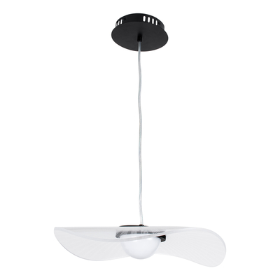 GLOBOSTAR® ACRYLICA 60974 Μοντέρνο Κρεμαστό Φωτιστικό Οροφής LED 20W 2240lm 360° AC 220-240V IP20 Ρυθμιζόμενο Λευκό CCT με On/Off 2700K/4500K/6000K - Lumileds SMD Chip - Διάφανο & Μαύρο Ματ - Μ40 x Π40 x Υ6.5cm - 3 Χρόνια Εγγύηση