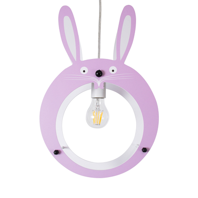GLOBOSTAR® BUNNY 61577 Παιδικό Κρεμαστό Φωτιστικό Οροφής με Ντουί 1 x E27 AC 220-240V IP20 - Ροζ & Λευκό - Μ27.2 x Π15.5 x Υ40cm